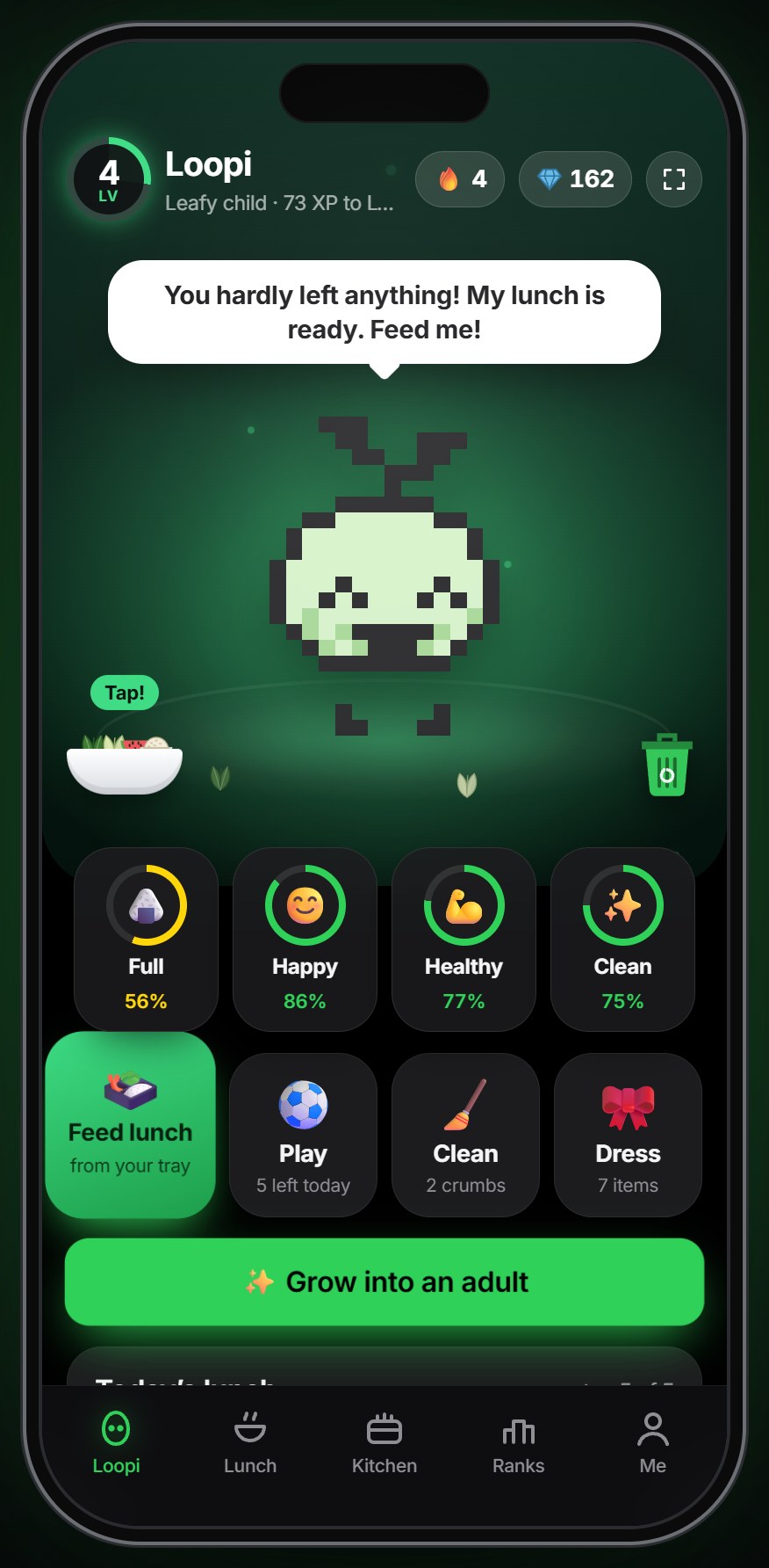 Loopi app with the virtual pet